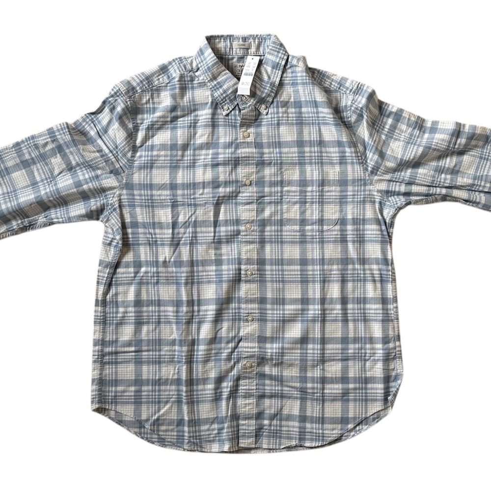 J. Crew Blue Plaid cotton oxford shirt- Classic Fit